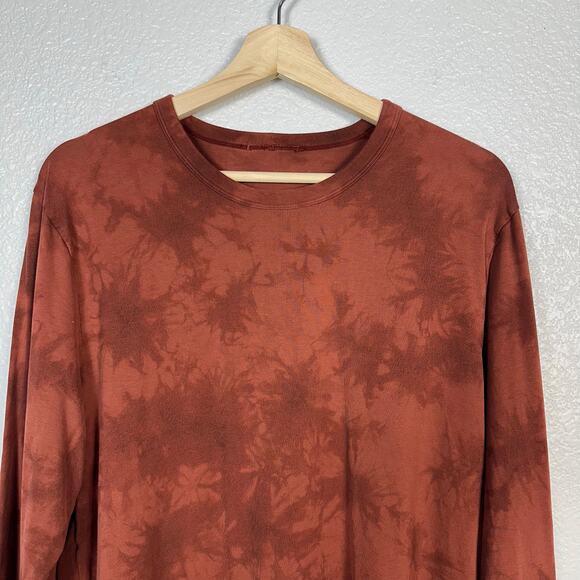 Lululemon Mens The Fundamental Long Sleeve Crew Neck Tee Shirt Orange Tie Dye L - Picture 2 of 6